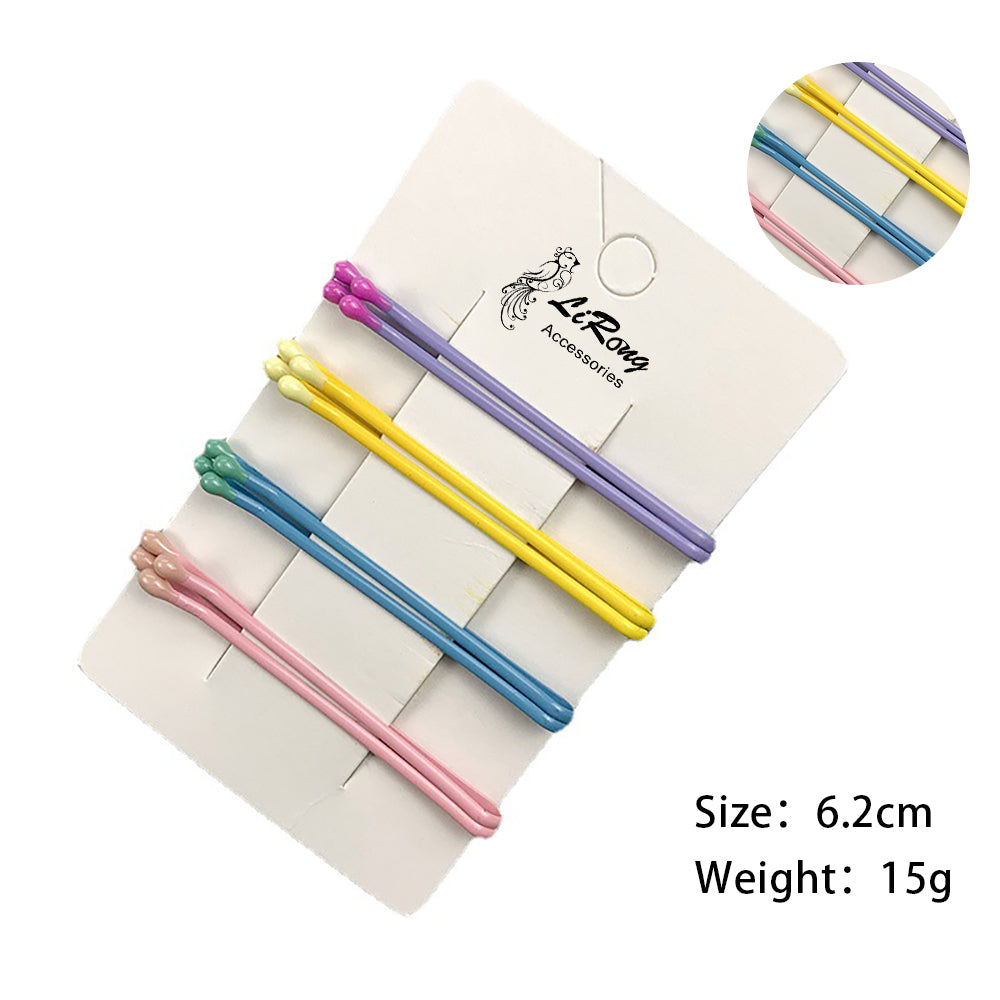 BSCI Audited Factory  8Pcs/Set Korea Matches Head Hairpins Wavy Hair Clips Candy Color Bobby Hair Pins Colorful Metal Barrettes For Women Girls