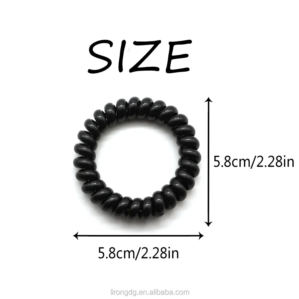 BSCI Audited Factory 5cm Mixed Colour Plastic Telephone Cord Hair Tie coil tie Holder no damage for hair