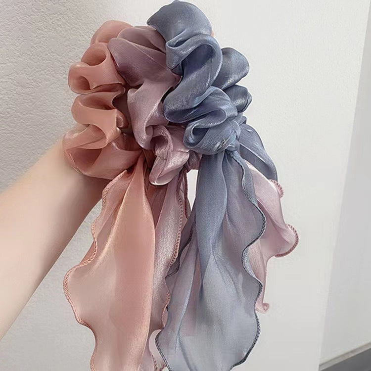 BSCI Audited Factory Hair Scarf Hair Scrunchies Chiffon Floral Scrunchie Hair Bands Ponytail Holder Scrunchy Ties Vintage Accessories for Women Girls