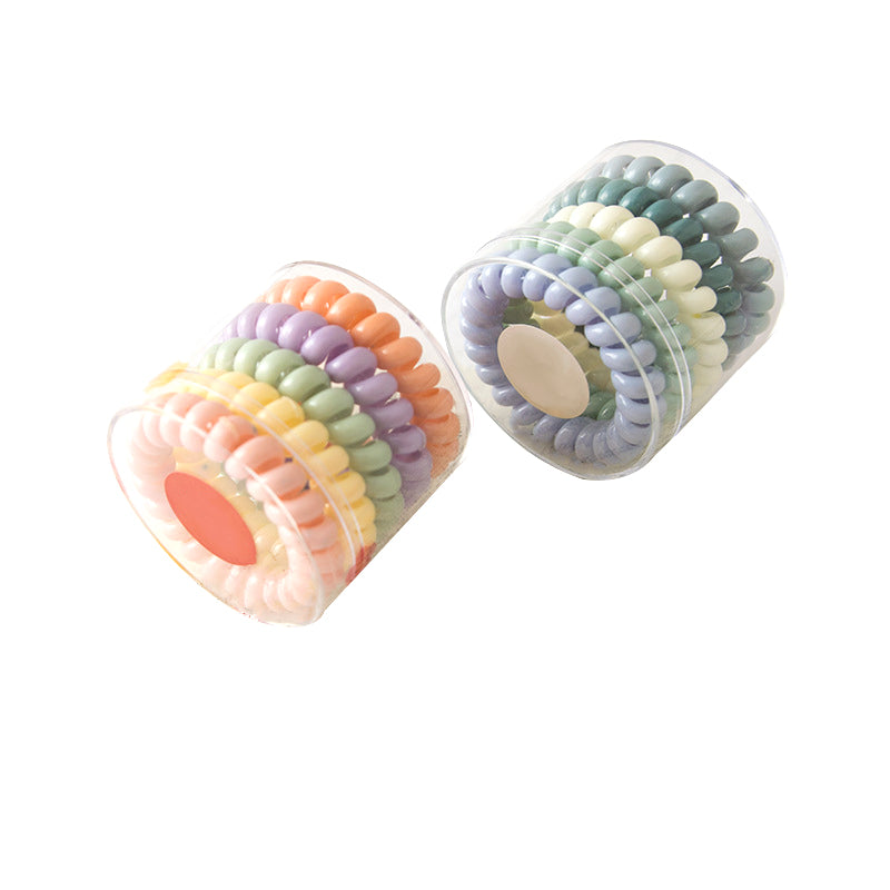 BSCI Audited Factory 5.3cm Mixed Colour 5pcs Plastic Telephone Cord Hair Tie coil tie Holder no damage for hair