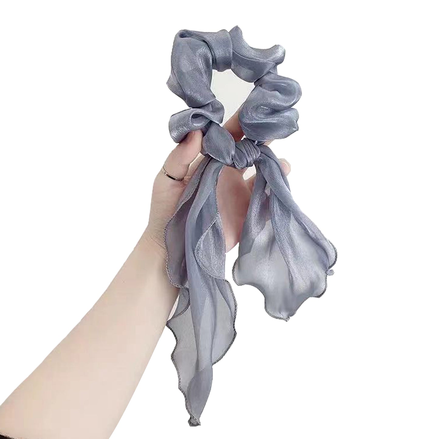 BSCI Audited Factory Hair Scarf Hair Scrunchies Chiffon Floral Scrunchie Hair Bands Ponytail Holder Scrunchy Ties Vintage Accessories for Women Girls