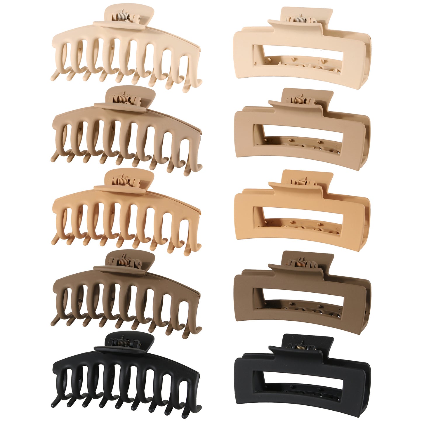 BSCI Audited Factory Matte Plastic 8 Pcs New Matching Frosted Nonslip Hair Claw Clips Jaw Clips Hair Clamps For Lady