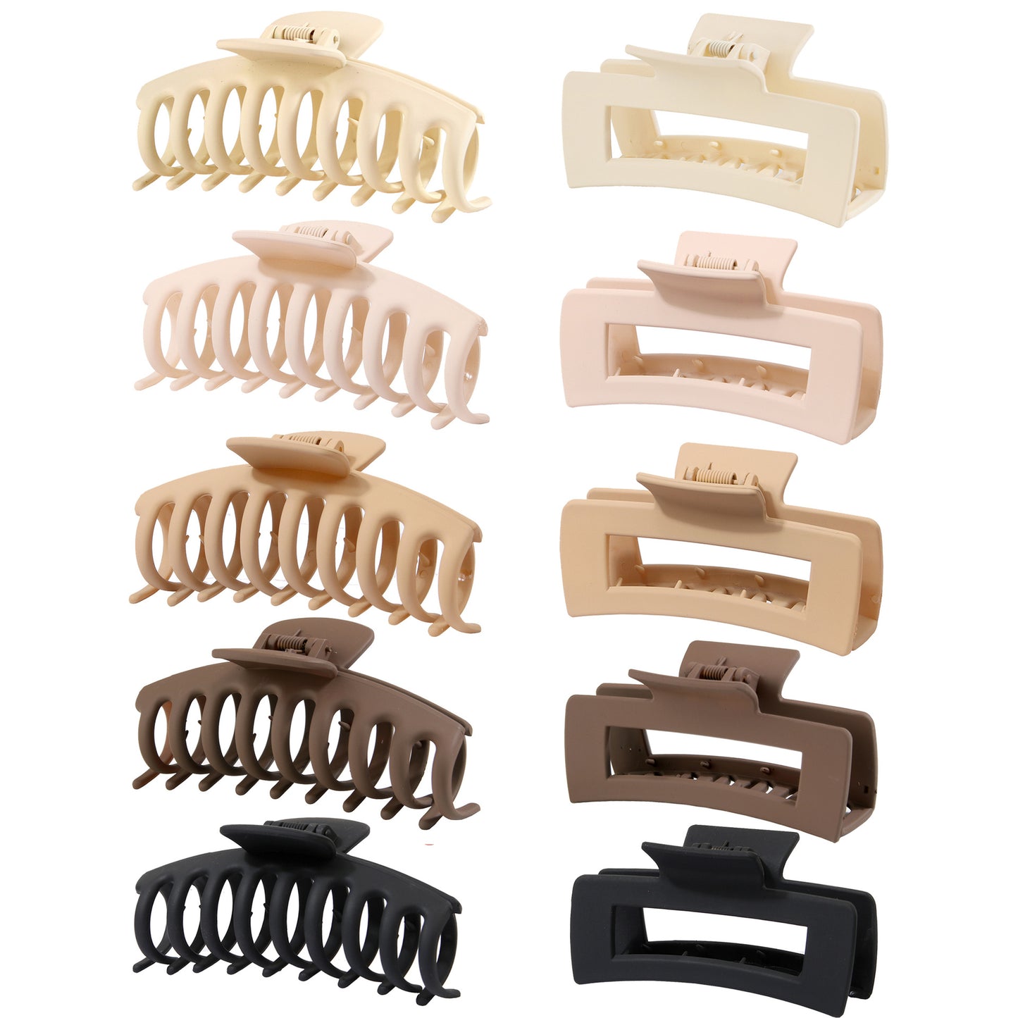 BSCI Audited Factory Matte Plastic 8 Pcs New Matching Frosted Nonslip Hair Claw Clips Jaw Clips Hair Clamps For Lady