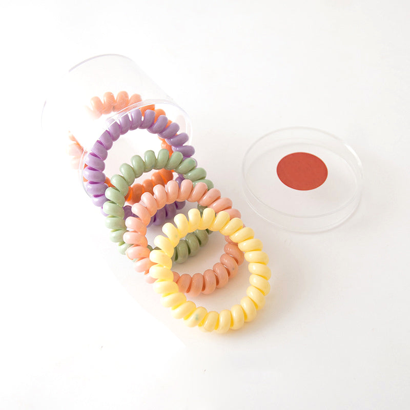 BSCI Audited Factory 5.3cm Mixed Colour 5pcs Plastic Telephone Cord Hair Tie coil tie Holder no damage for hair